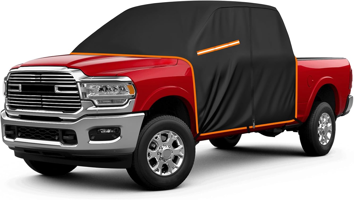 QUNSUNUS Waterproof Truck Cover for Dodge Ram 2500/3500 Crew Cab 2010-2023, Half Truck Cab Cover with Zipper, All Weather Car Cover with Wind, Sun, UV and Dust Protection