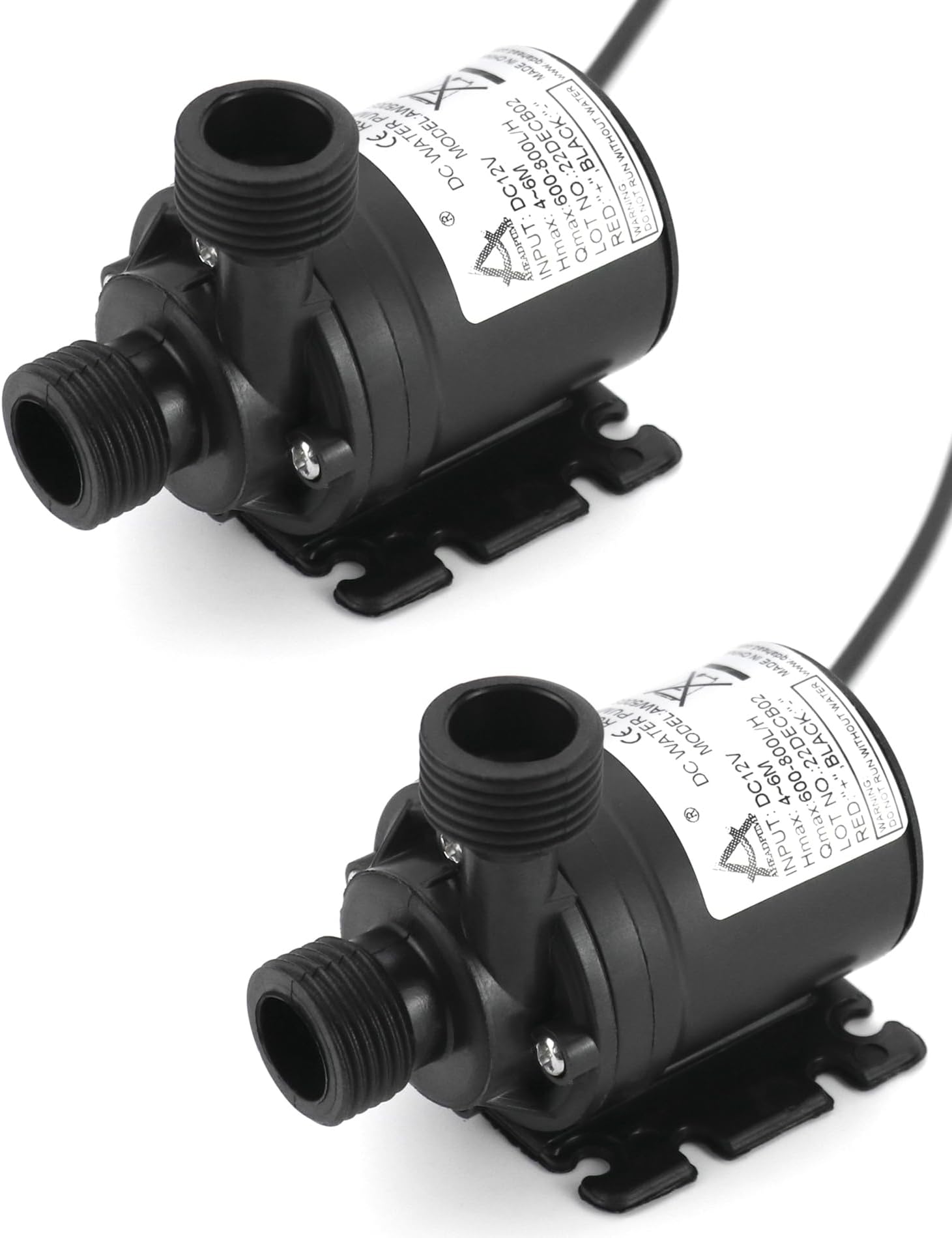 QWORK2 x Water Pump 12 V 800 L/H 5 m Submersible Brushless Water Pump for Circulation of Water for Swimming Pool Solar Fountain Aquarium Pond Pond