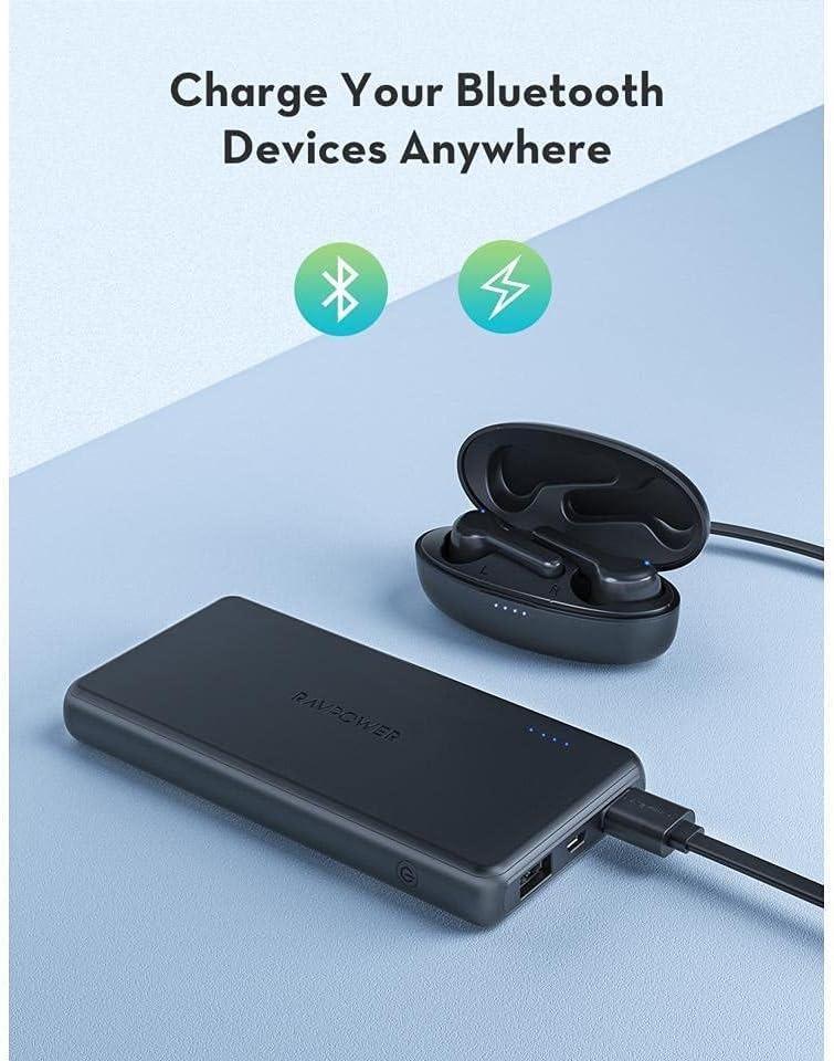Power bank charging Bluetooth devices