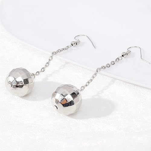 Miniatura 5 de Aretes de bola de discoteca para mujer, aretes de bola de discoteca de los años 60 o 70, aretes de Halloween para mujer, accesorios de disfraz de