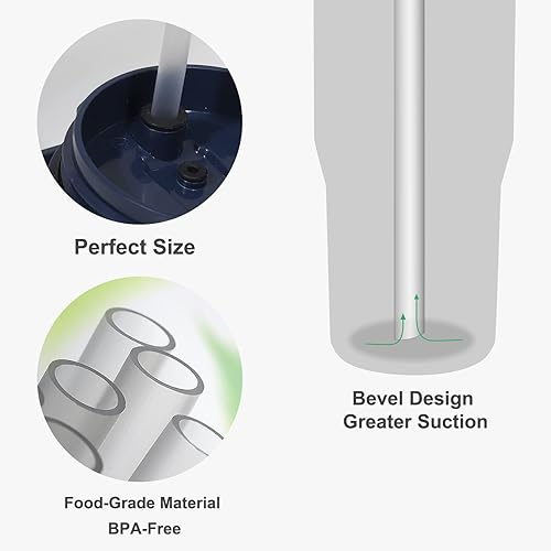 Miniatura 10 de MLKSI Stanley - Repuesto de popote para vaso Stanley de 40 onzas y 30 onzas, paquete de 8 popotes reutilizables extra largos para Stanley de 40