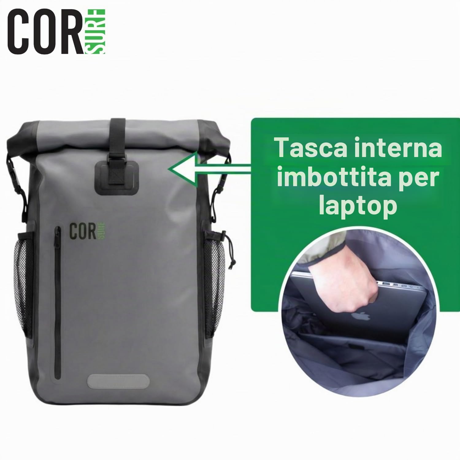 COR Surf Zaino Impermeabile con Tasca Imbottita per Portatile Capacita (25L & 40L)