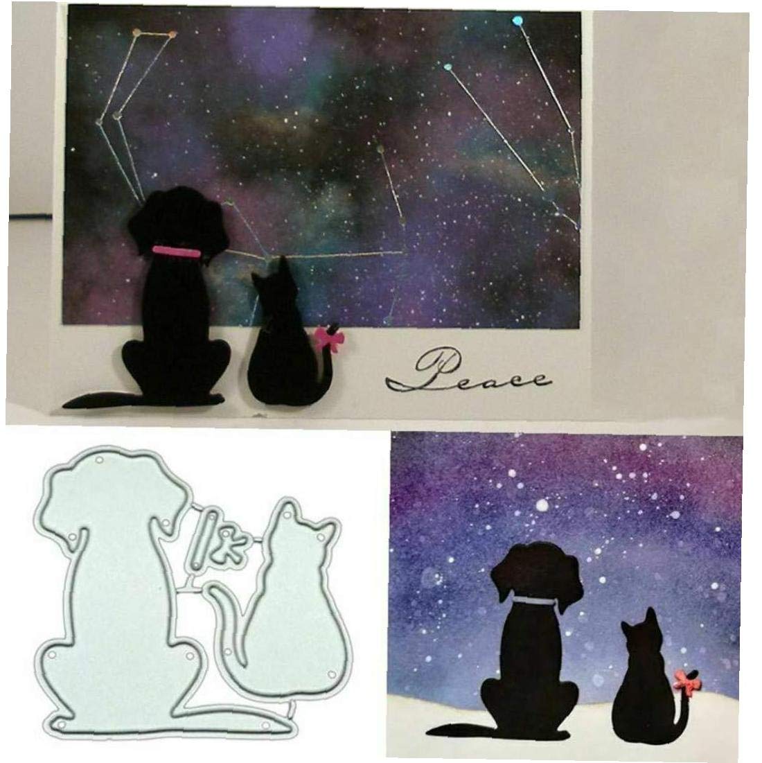 Casecover Silber Cutting For Card Making Dog Cat Metal Cutting Diy Scrapbooking Paper Cards Photo Album Decor Art Craft Embossing Stencil Punching Template Gifts 1Pc