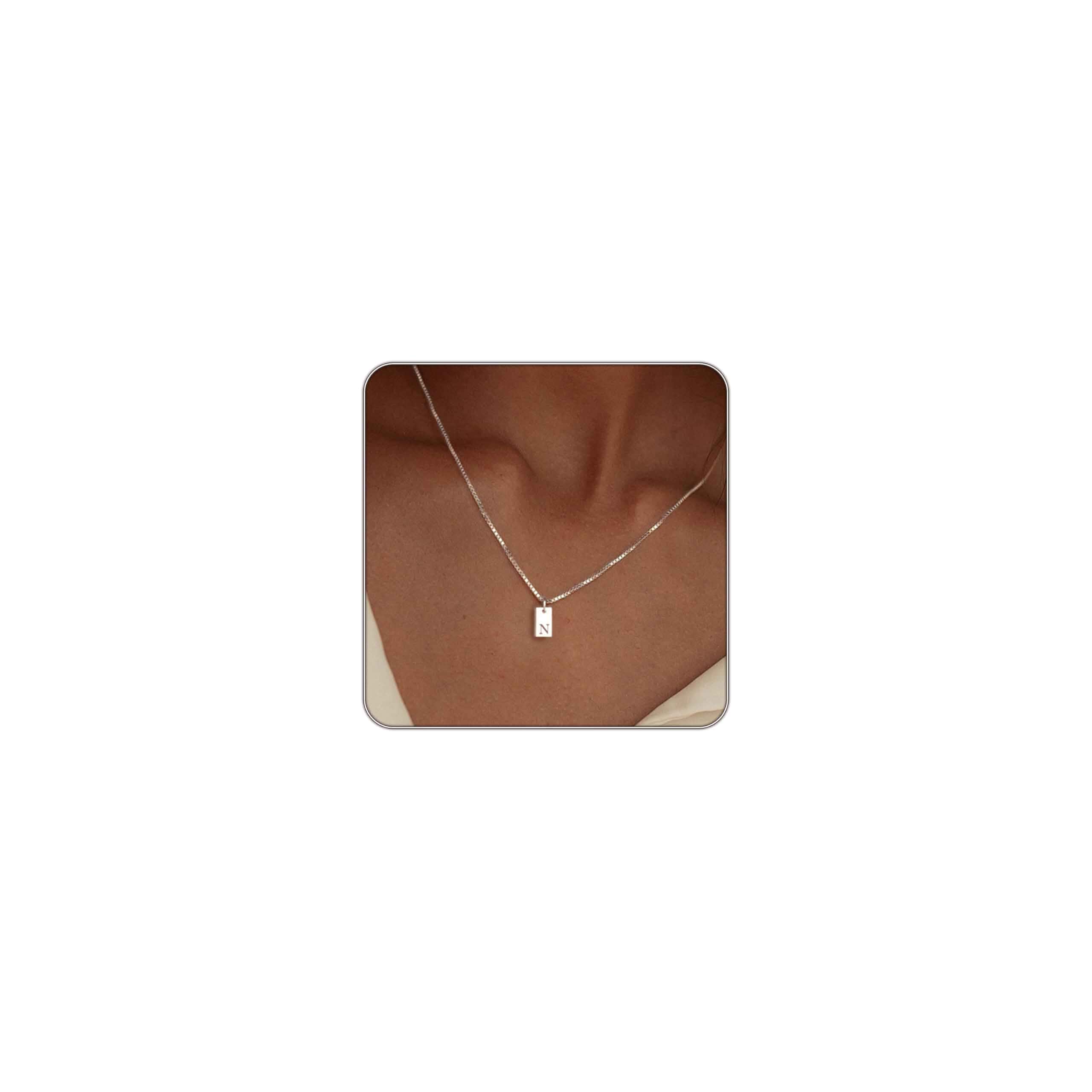 Initial Necklaces for Women Silver Plated Letter Necklace Dainty Waterproof Pendant Necklace Personalized Gifts Trendy Silver Jewelry