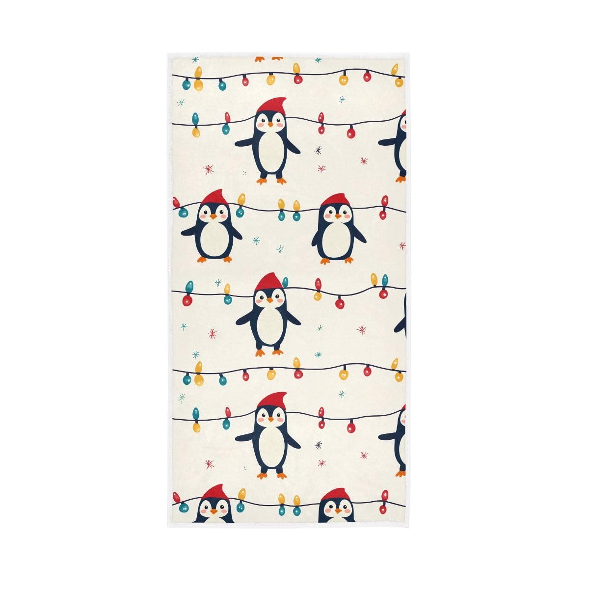 HUYGD Cute Penguins Christmas Lights Hand Towels Bathroom, Hand Towels for Bathroom, Shower, Hotel, Spa 15 x 30 Inches