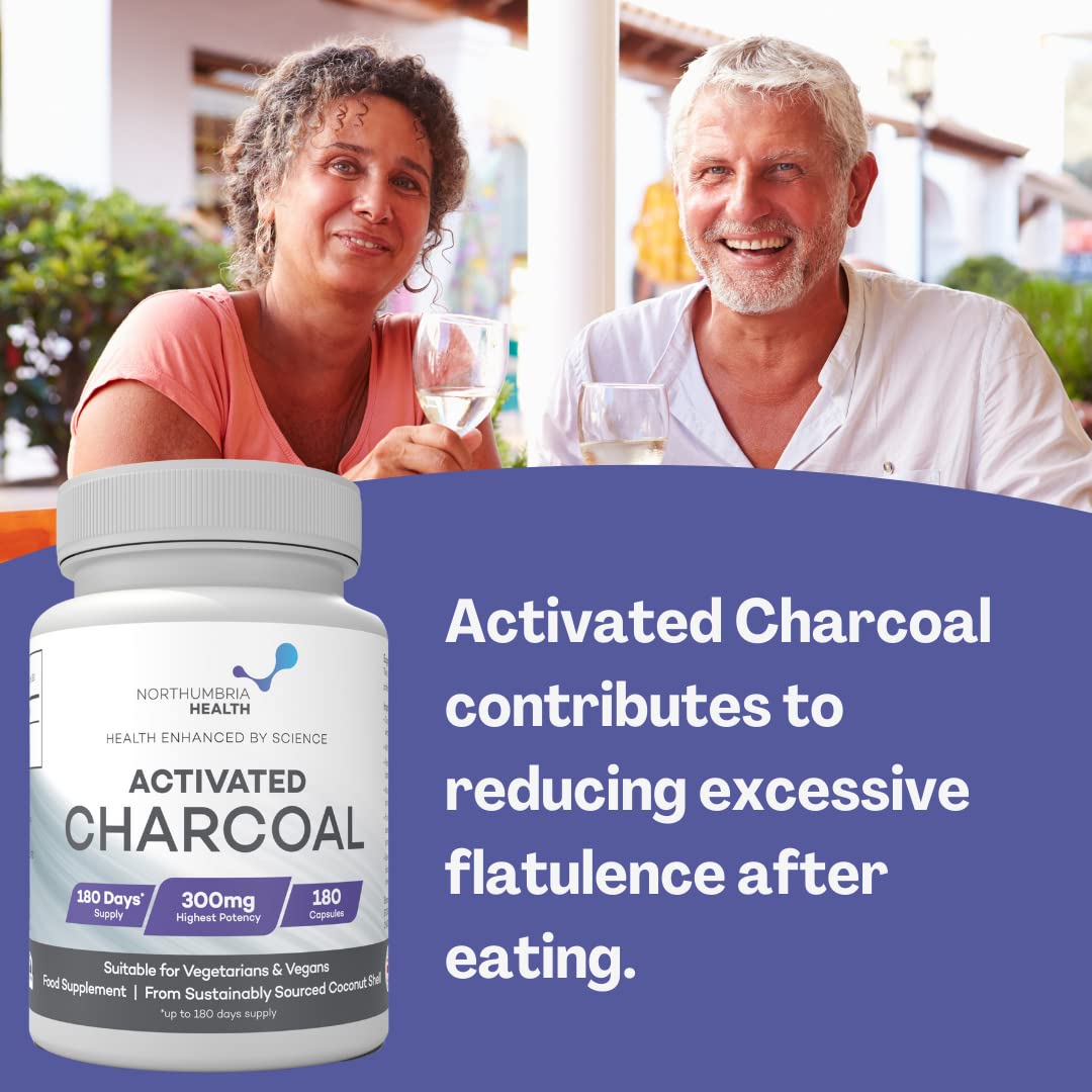 Activated Charcoal Capsules 300mg per Capsule, 180 Vegan Capsules