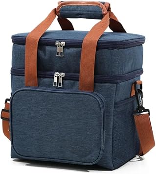 Bolsa Termica Marmita Lancheira Grande Alça Ombro Trabalho Passeio Academia Dois Andares (Bolsa Azul) - imagem ilustrativa