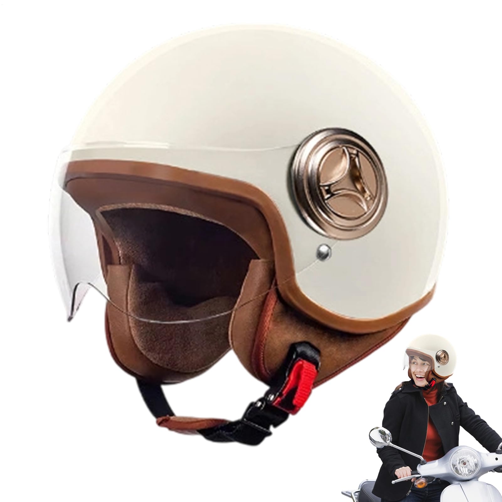 Kask rowerowy, półtwarzowy sprzęt skuter, odzież rowerowa bezpieczeństwa, 11,02 x 9,06 cala, lekka wentylowana powłoka, regulowany bezpieczny krój, idealny do wyścigów, ulicy, moped