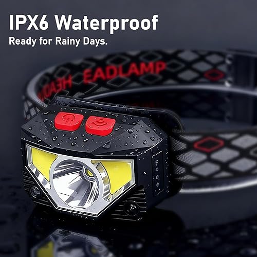 Miniatura 3 de Leadlamp - Linterna LED para faros delanteros, ultra brillante, recargable, 8 modos, luz blancaroja, impermeable