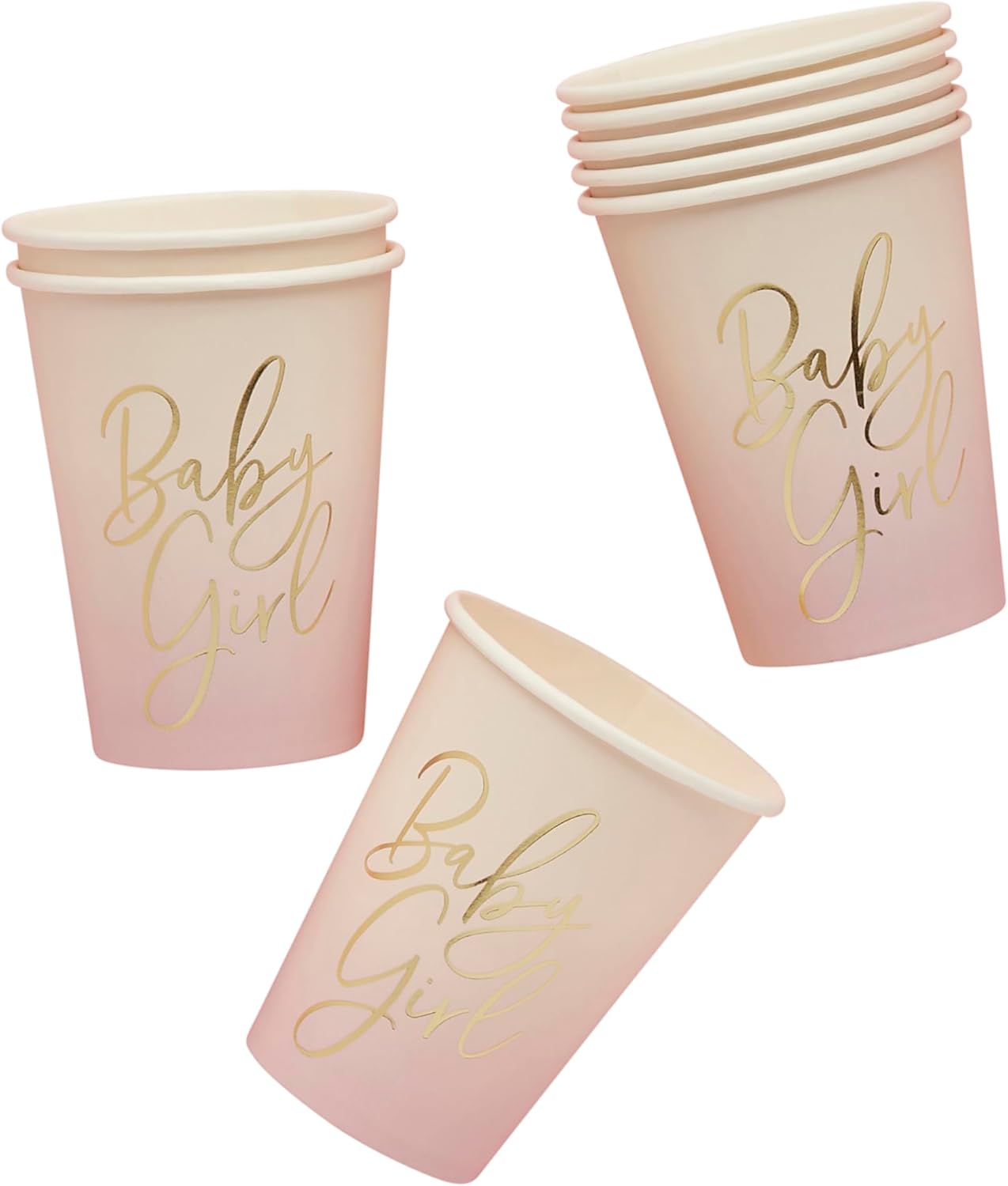 8 Pink Baby Girl Cups, Baby Shower Party, Girl Baby Shower, Pink Christening Cups, Mum To Be Party Plates Tableware