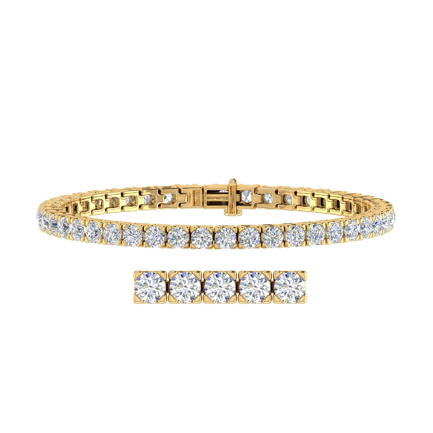 2 to 7 Carat Diamond Tennis Bracelet in 14K Gold (7 Inch) - IGI Certified (I1-I2 Clarity)