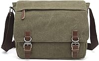 Sechunk Vintage Canvas Messenger Bag for Men Women - Large Leather Shoulder Crossbody Bag Fits 15" Laptop Travel Work