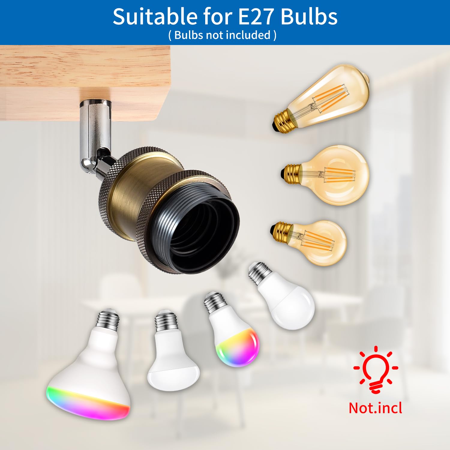 ANWIO Lámpara de Techo Retro, 3 Vías, Luces de Techo para Dormitorio, Cocina y Sala con Bases E27, Ajustable, Bronce, 40W, 1080 Lumen, LED, Blanco
