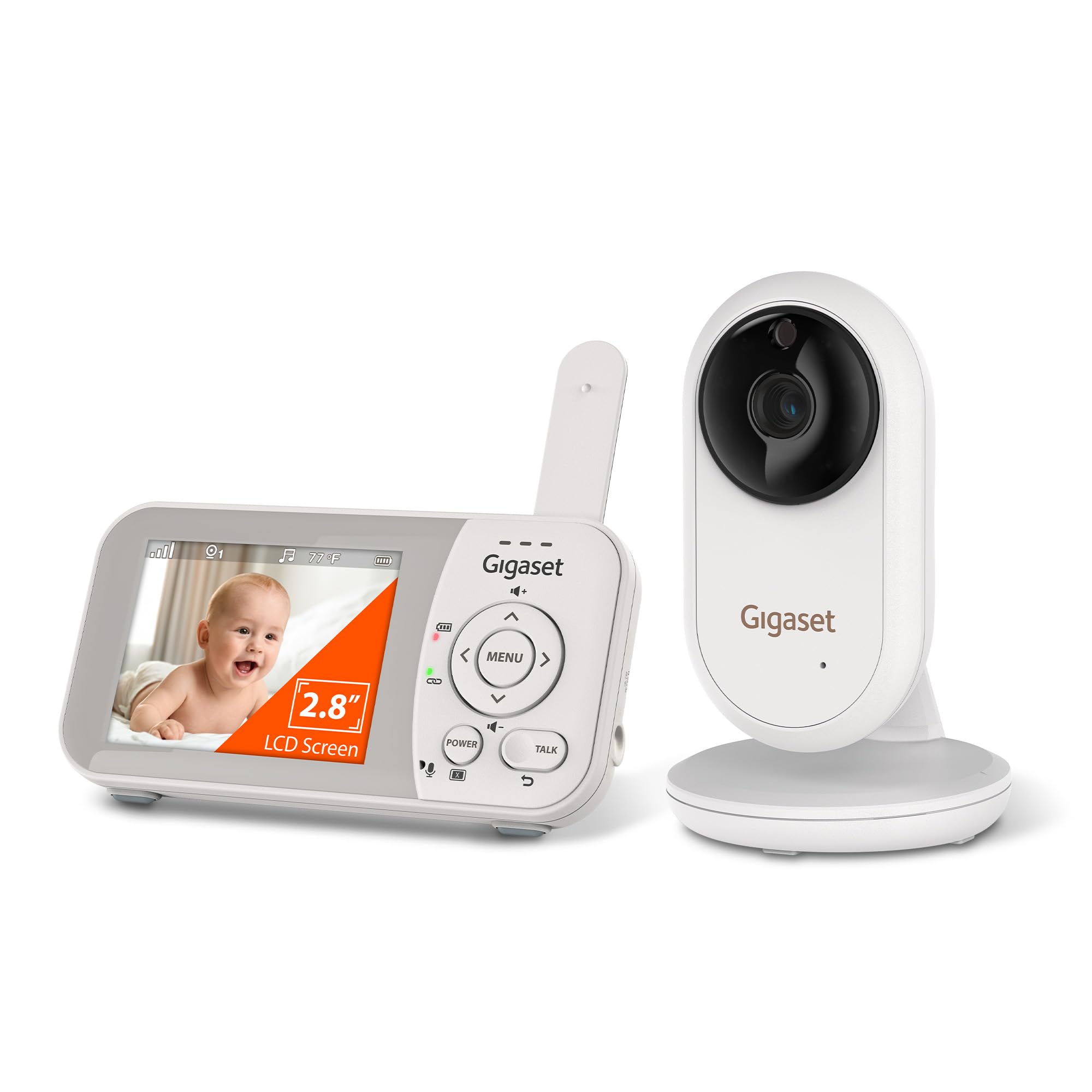 Gigaset Baby Monitor with Camera and Audio - VS280 No WiFi Portable Video Infant Monitor 2.8" Screen, Auto Night Vision, Temperature Alert, 1000ft