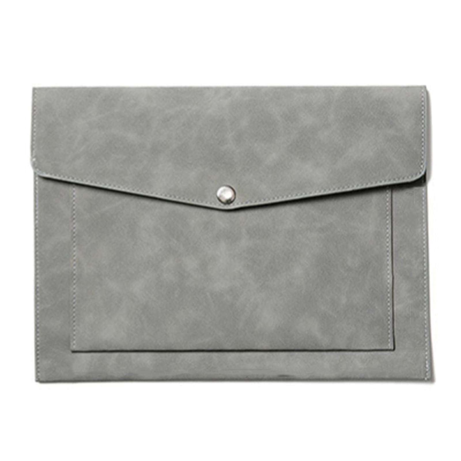 LYVQZPWLRcartella PU pelle, Cartelle portadocumenti in pelle A4, borsa portadocumenti impermeabile con bottone a pressione(Grijs)