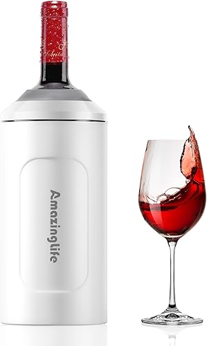 Enfriadores de vino portátiles de acero inoxidable con aislamiento al vacío, botella de vino mantiene las bebidas de vino frías, regalo para los