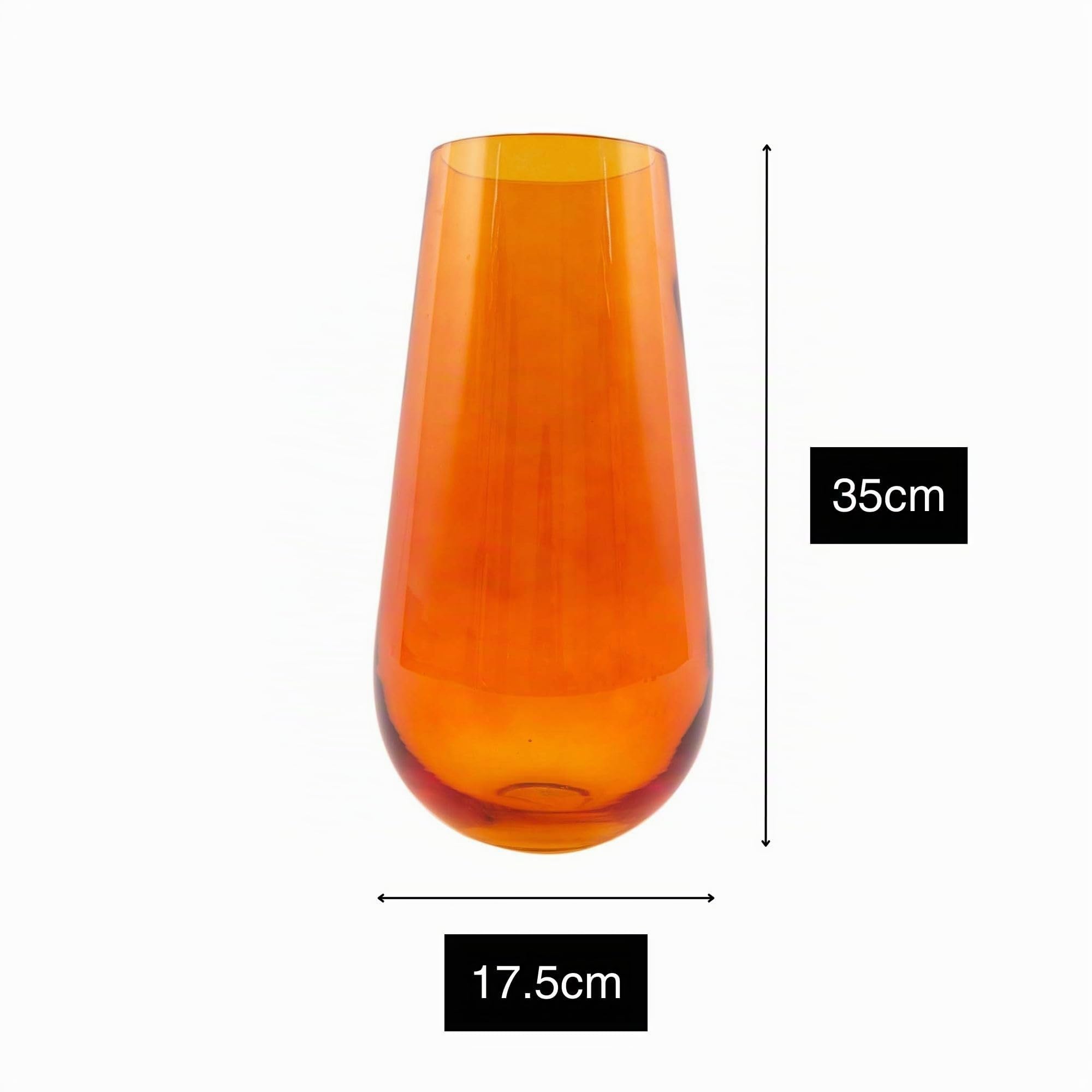 Point-Virgule Vase, deko Wohnzimmer, blumenvasen aus Glas, wunderschön, orange, 17.5x35cm