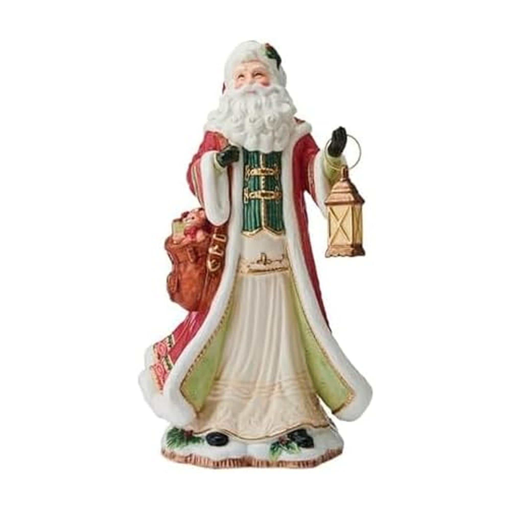 Père Noël en céramique pour centre de table, statue de Noël Crimson Studio 34 cm pour étagère
