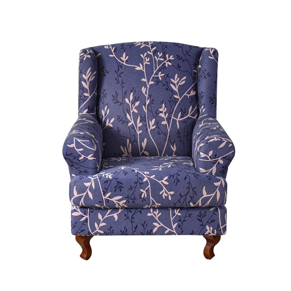 Highdi Purple Plant Wingback Chair Covers 2 Piece Stretch Wing Chair Slipcover, Washable Spandex Fabric Sofa Cover Furniture Protector For Strandmon Armchair Chairs Living Room Bedroom (Purple Plant)
