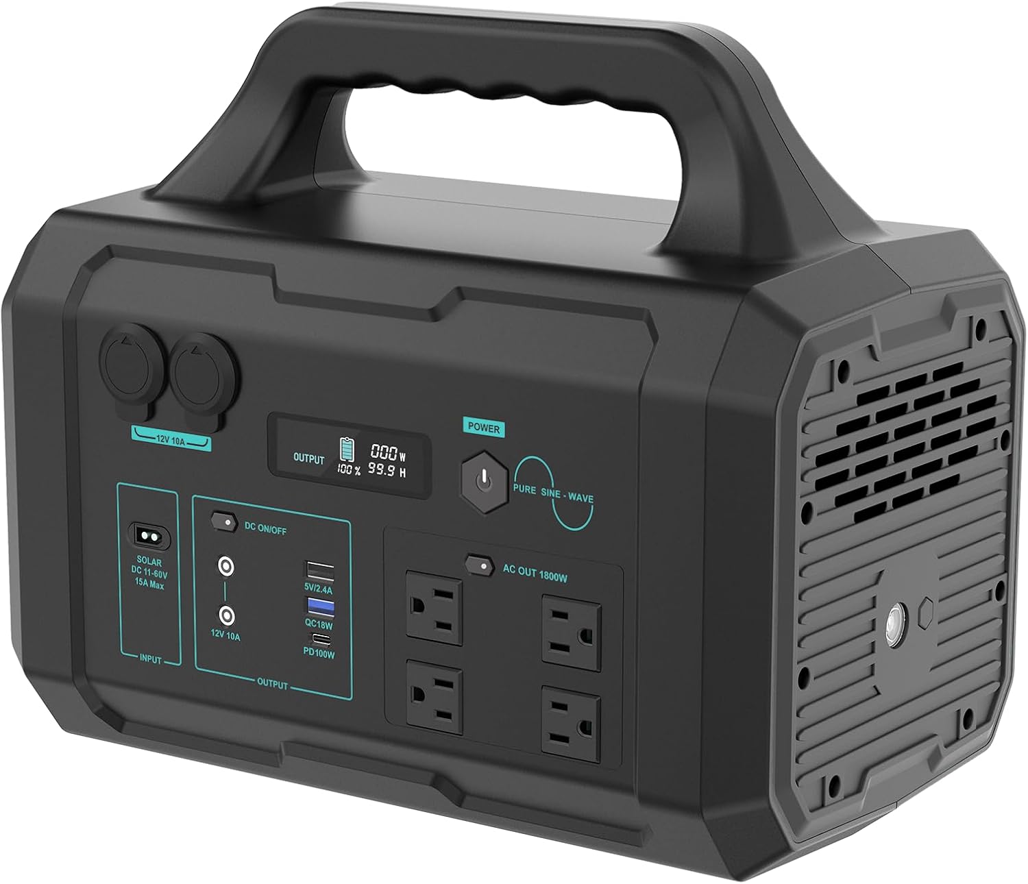 Photo voltaic Powered Generator, 1800W Transportable Energy Station with 1024Wh LiFePO4 (LFP) Battery 120V AC Outlet for House Use Outside Tenting RV Journey Emergency Battery Backup Energy Provide