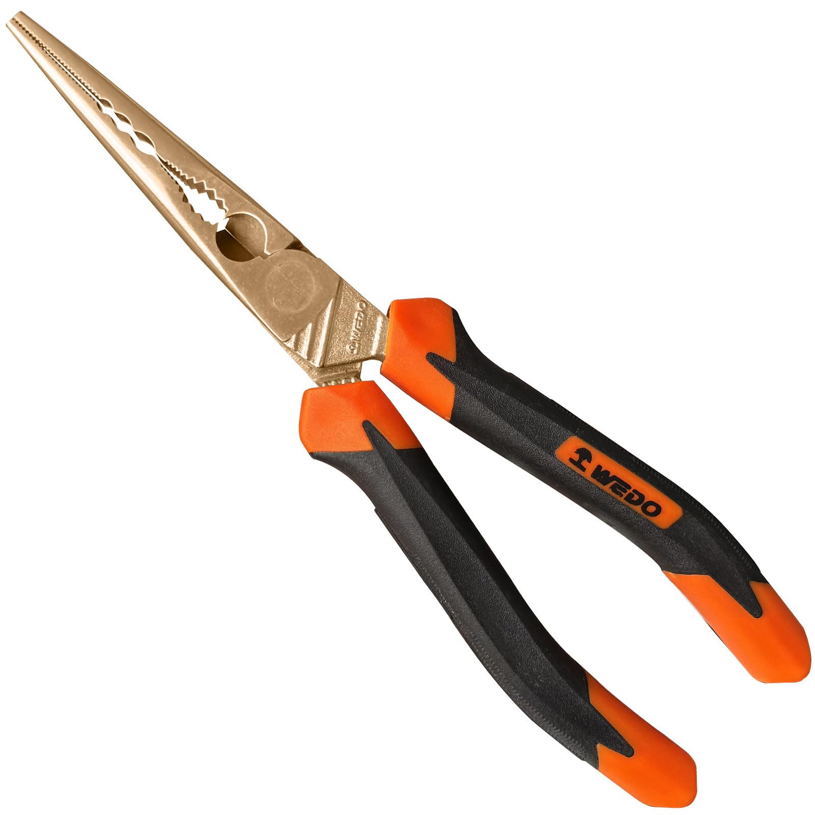 WEDO Pinze a becchi ad ago, pinze a becco lungo di precisione non scintillanti, pinze a becco lungo, lunghezza 20,3 cm, 200 mm, rame berillio, non magnetico, standard DIN, certificato BAM e FM