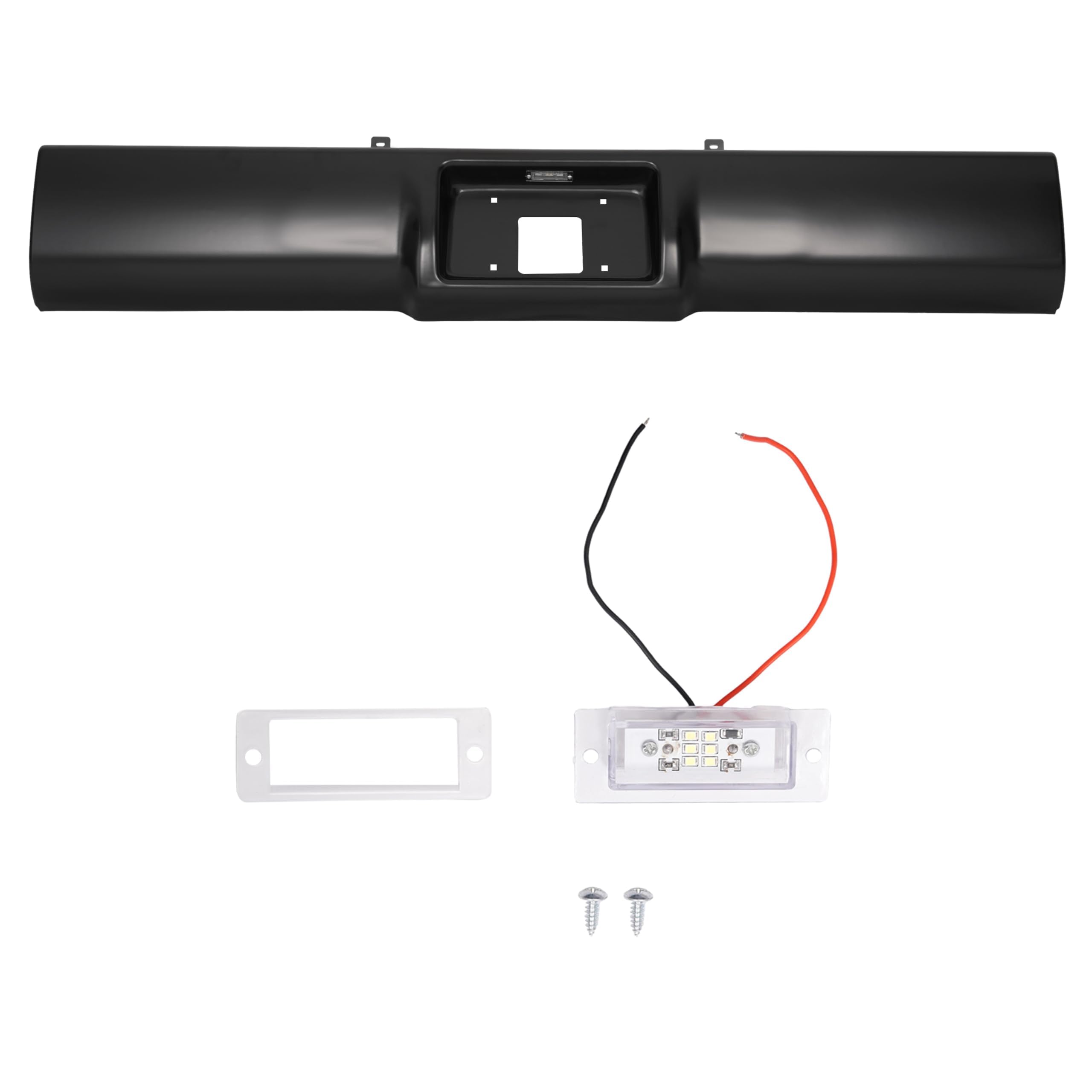 KUAFU Rear Bumper Roll Pan Compatible with 1992-1999 Chevy Chevrolet Suburban Tahoe Blazer C1500 C2500 K1500 K2500 GMC Yukon W/LED License Light Steel Electrophoresis Black