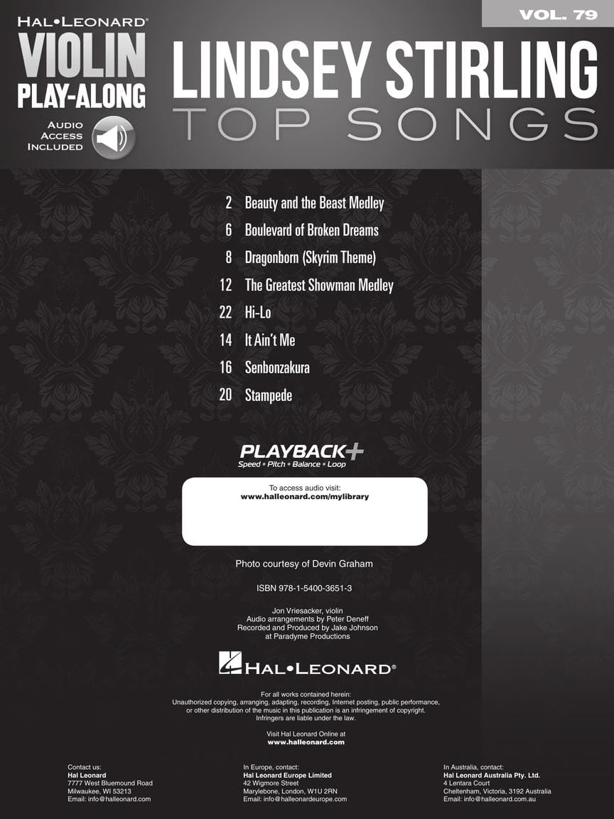 Lindsey Stirling Top Songs | Violin Play-Along Volume 79 with Online Audio | Violin Sheet Music Book with Backing Tracks | Pop Movie TV Songbook for ... Learning (Hal Leonard Violin Play-Along, 79)
