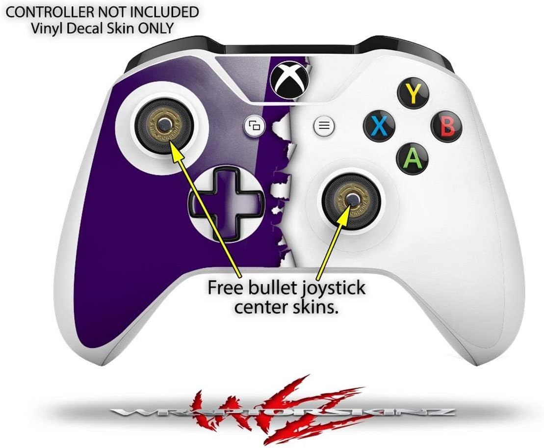 Decal Vinyl Skin Wrap Compatible with Xbox One S Console and Controllers - Ripped Colors Purple White