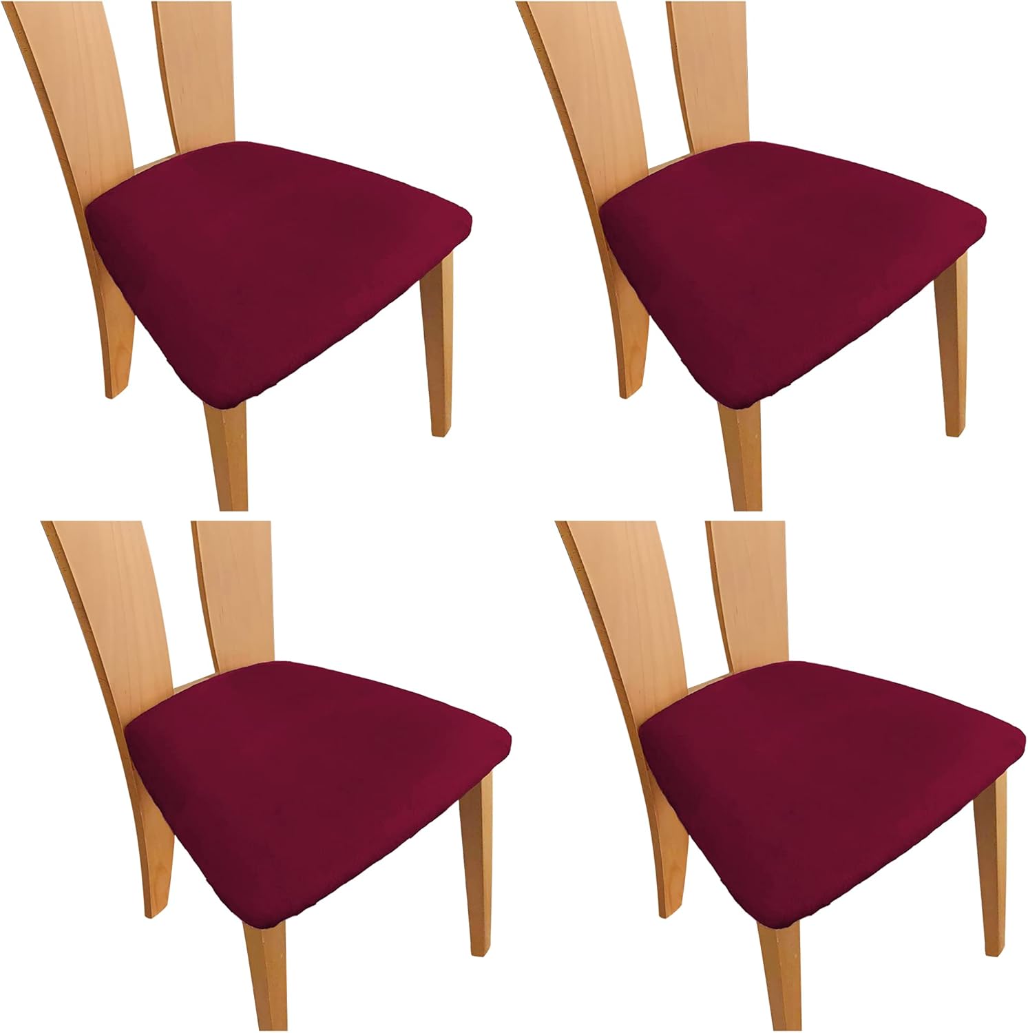 TIANSHU Velvet Chair Seat Covers, Chair Seat Covers 4 Pieces, Removable