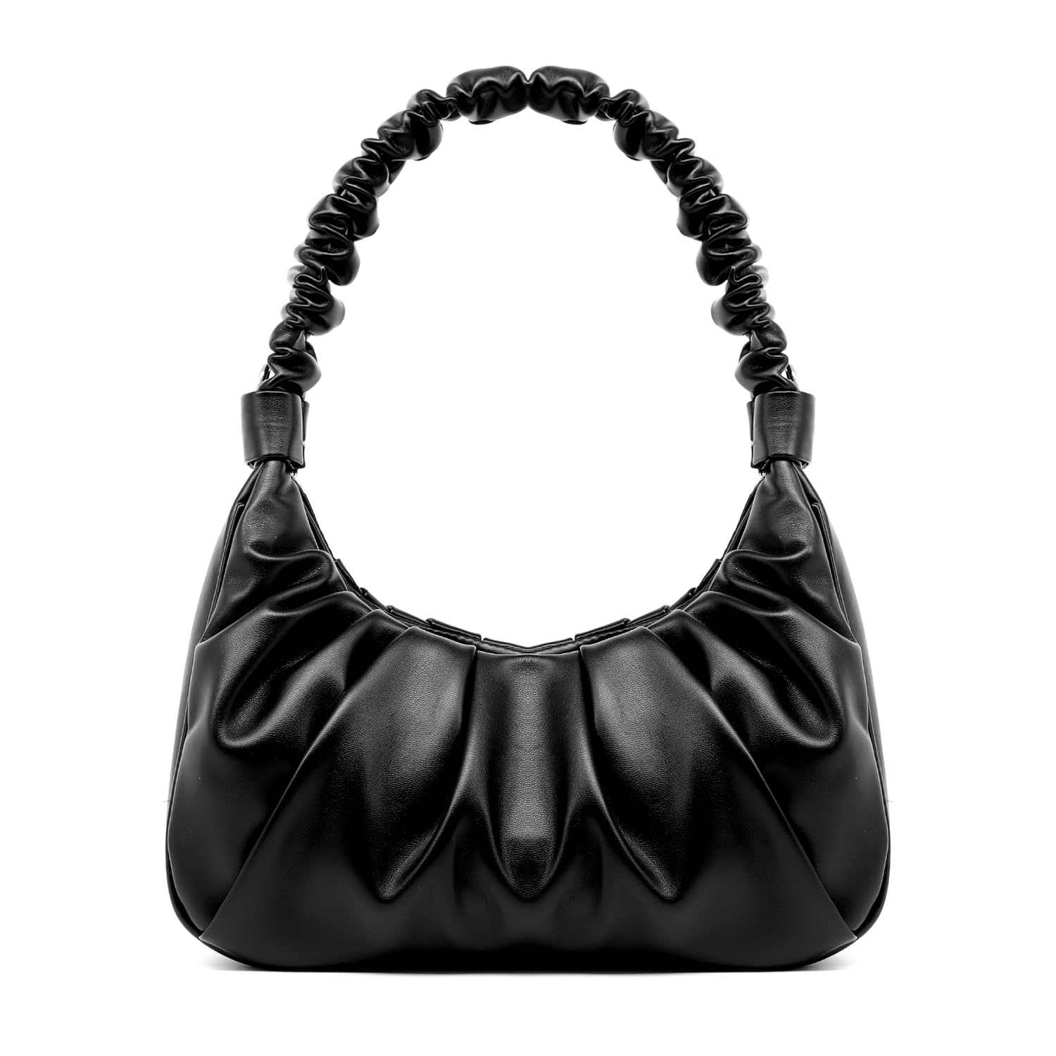 PS PETITE SIMONE Mini Purse Small Shoulder bags for Women Black Ruched Hobo Handbags Sofii Clutch Trendy Purses for Ladys