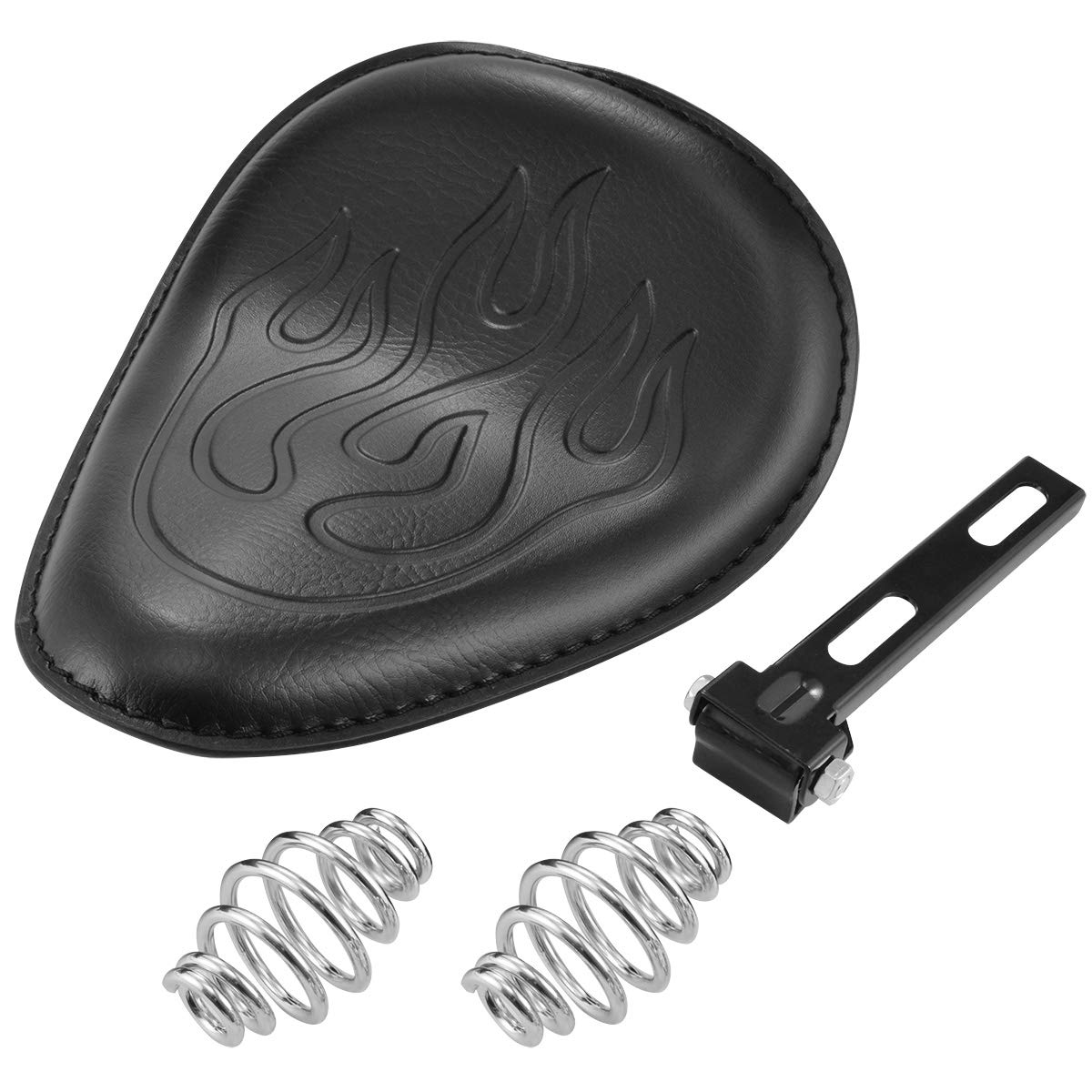 KaTur Rider Sella monoposto per motociclista Retro in pelle nera sottile Staffa di montaggio a molla da 3" per Harley Honda Yamaha Suzuki Sportster Bobber Chopper e applicazione personalizzata