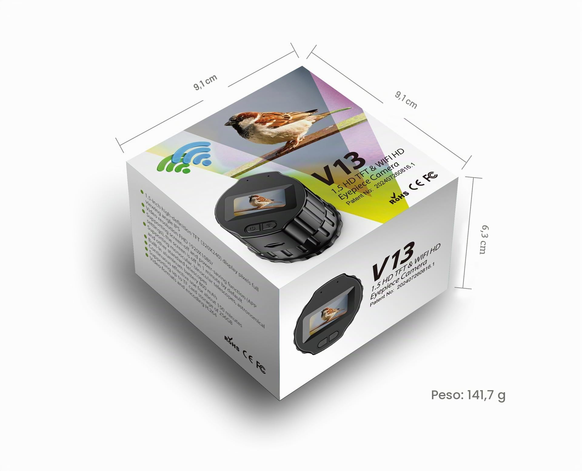 Cámara ocular electrónica WiFi, telescopio digital inalámbrico de 1.5 pulgadas con grabación de video HD 1080P para telescopios monoculares de 28 mm-50 mm, telescopios astronómicos