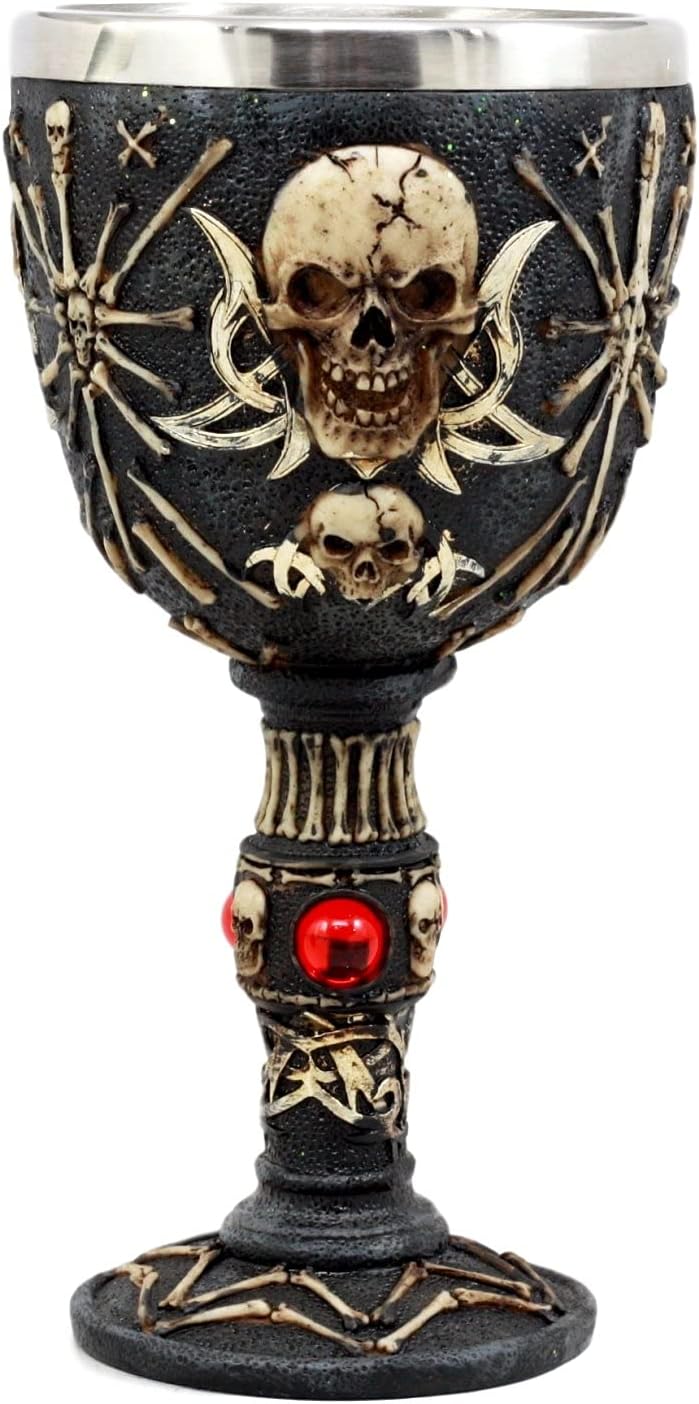 Ebros Gift Pirate Star Boneyard Ossuary Skull Sacrifice Wine Goblet Drink Chalice Cup Figurine 6oz
