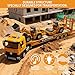 Construction Carrier Truck Kids Toys Flatbed Semi Die-cast Truck , Excavator & Buldozer, Vehicles Alloy Toys with openable door& Lights & Sounds, Gift for 3 4 5 6 7 Years Old Boys(Construction)