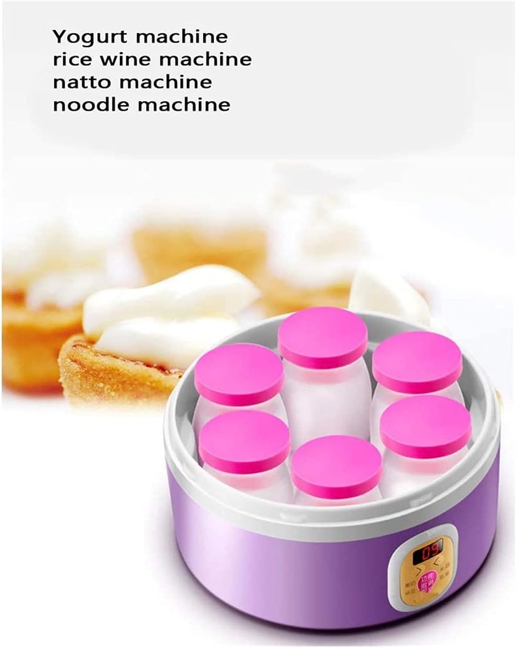 Electric Yogurt natto Machine with Stainless Steel Base Automatic Cream Yoghurt Maker Rice Wine Natto Container for Kitchen Household