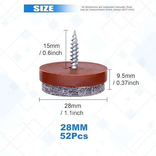 Miniatura 2 de Glarks 52 protectores antideslizantes de fieltro antideslizantes para muebles de 0.78 pulgadas (0.787 in), para patas de madera de silla, mesa,