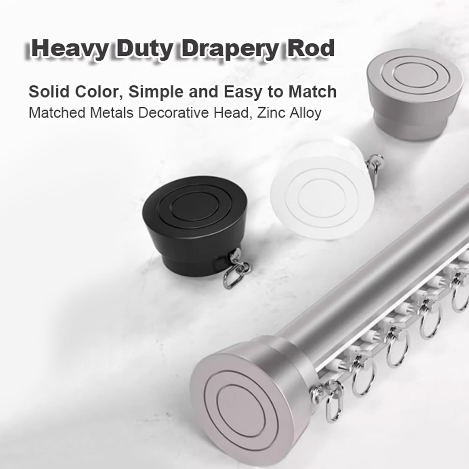 39.3-196.8in (100-500cm) Aluminum Window Curtain Rods Heavy Duty Drapery Rod Room Divider Curtain Poles for Bathroom Windows(Gray,100cm/39.3in)