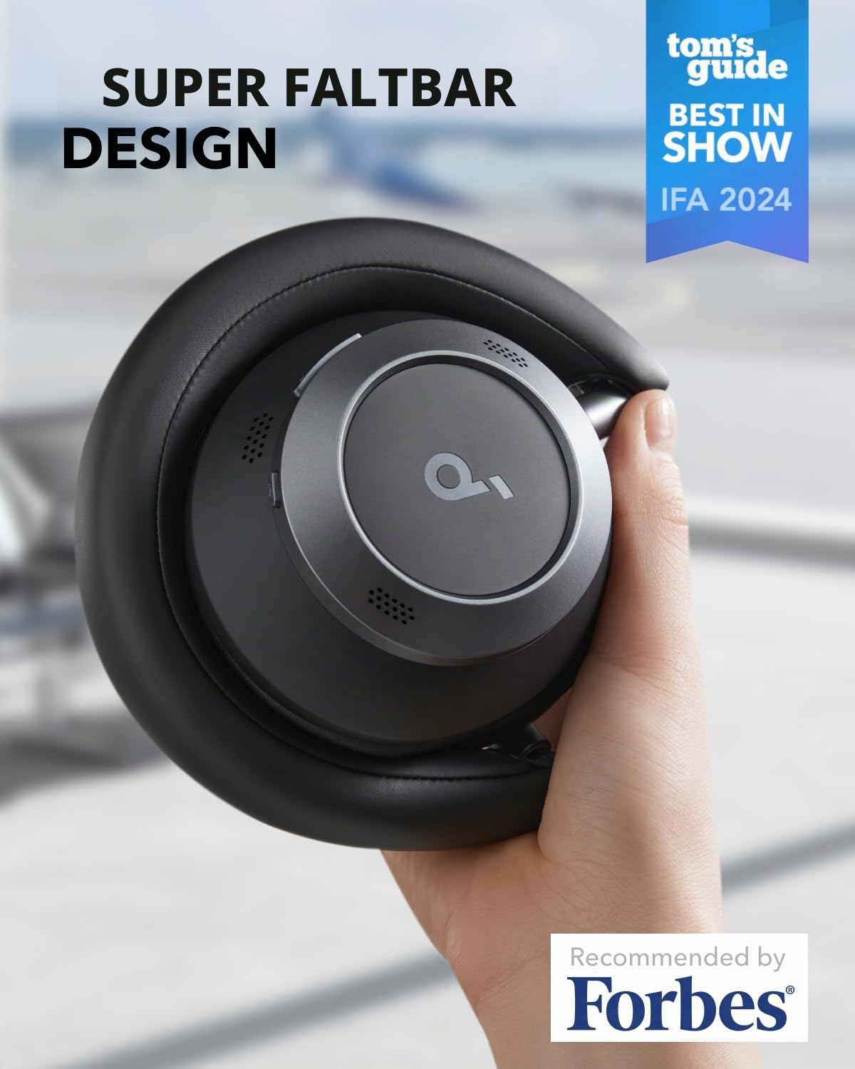 soundcore by Anker Space One Pro Kabellose Kopfhörer, Adaptives aktives Noise Cancelling, 6 Mikros, Faltbar bequem, 60h Akku, Verlustfrei, Schnellladen, Hi-Res Wireless Audio LDAC (Generalüberholt)