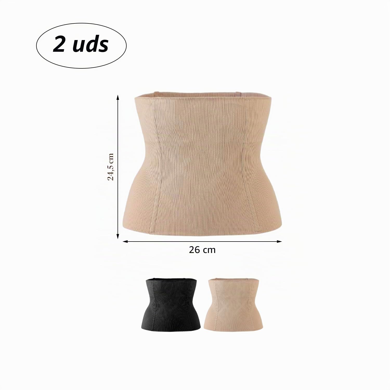 SLEEKEE 2faja de recuperación sin costuras, entrenador de cintura, cinturón abdominal de doble cruz, adelgazante, moldeador transpirable (color piel, negro), Nude Negro, 28*