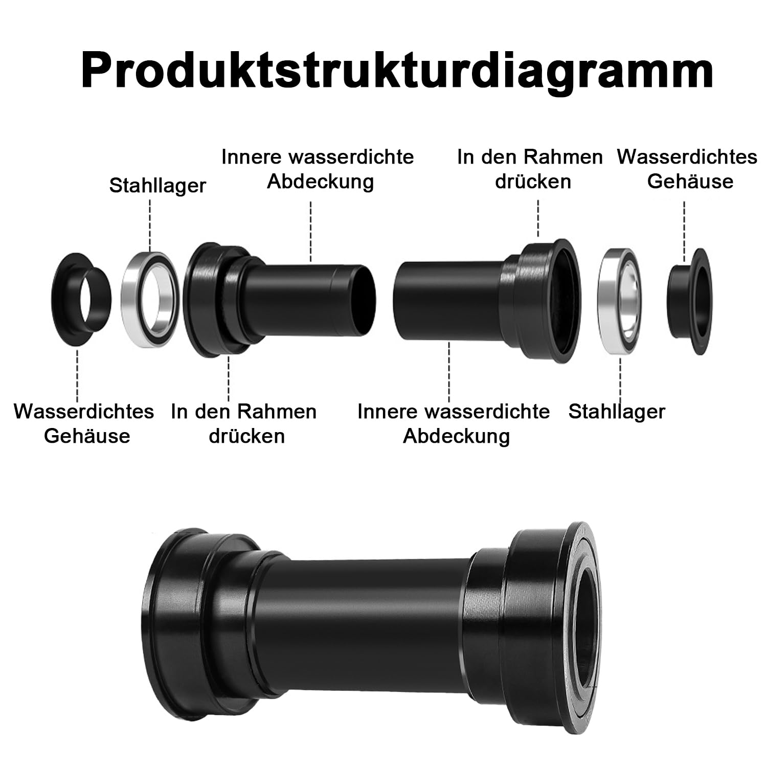 Cuscinetto interno per bicicletta, BB92 per bici da strada con albero cavo integrato, 24 mm, cuscinetto interno con albero cavo integrato per Dub BB86/92 MTB, accessori per biciclette