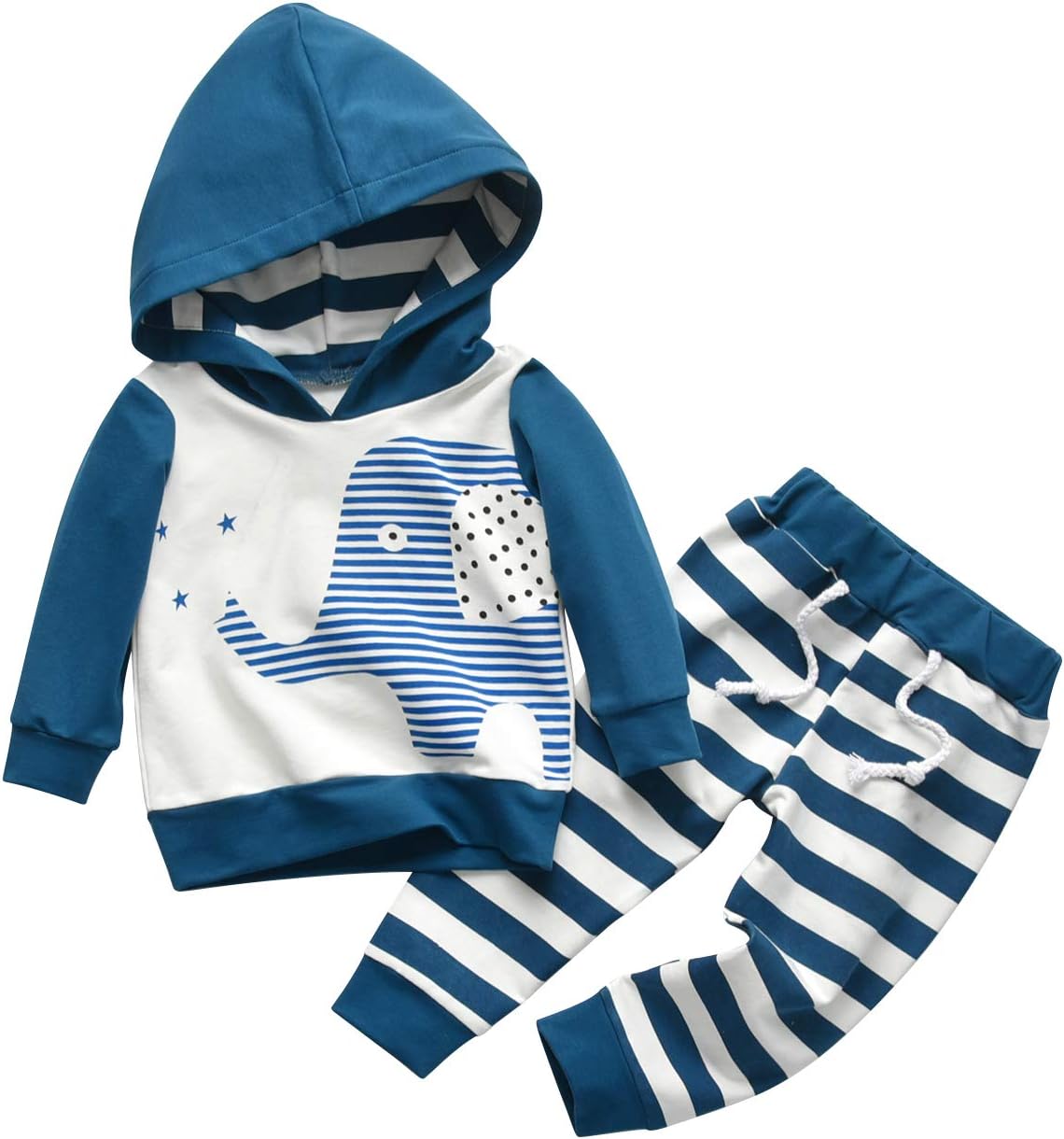 Toddler Infant Baby Boy Clothes Animal Style Long Sleeve Hoodie Tops Sweatsuit Pants Outfit Set - Image 2