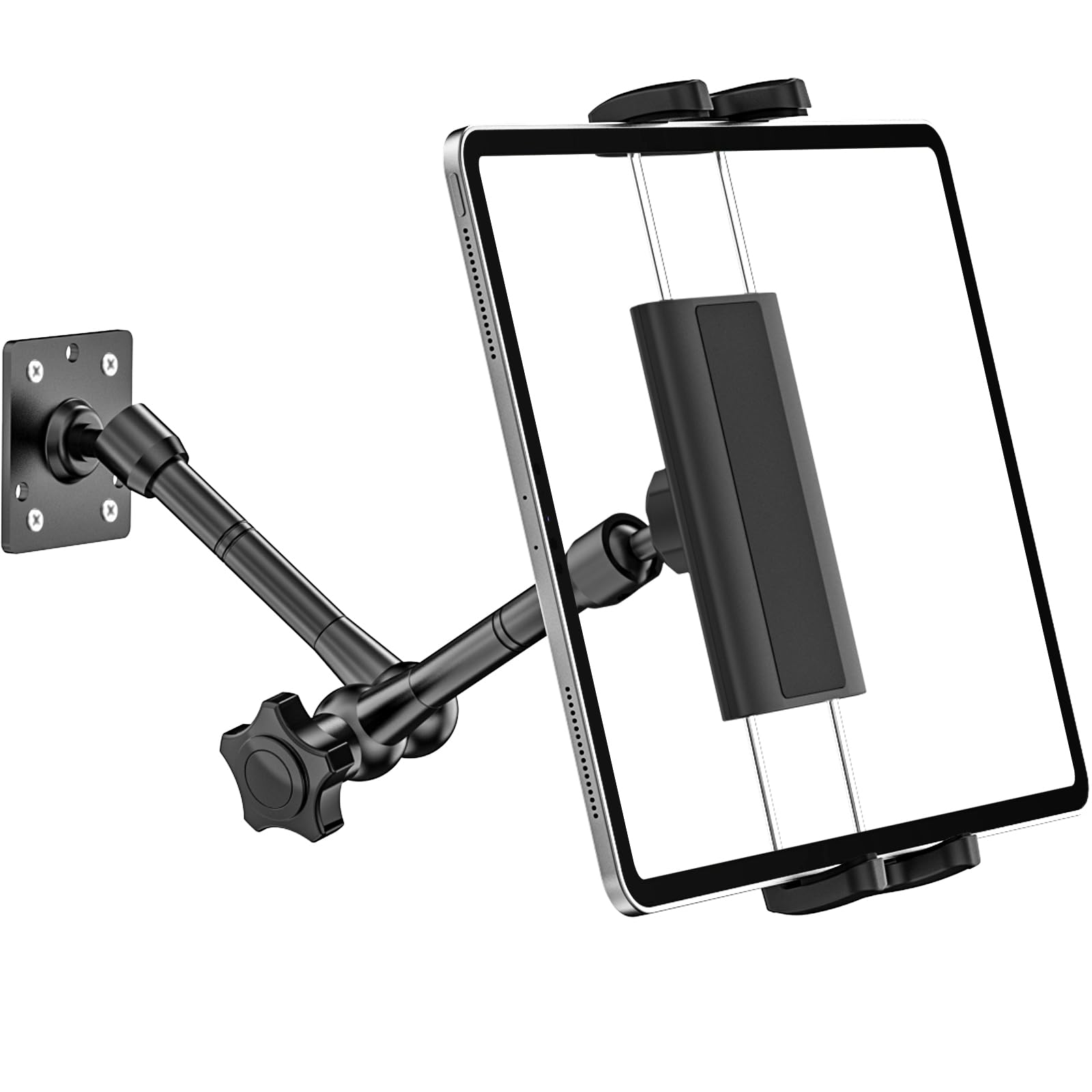 Soporte Tablet Pared Universal, Ajustable Metal Soporte Pared Cocina para iPad 10,9, iPad Pro 13 12.9 11, iPad Air 6 5 4, iPad Mini, Galaxy Tab A9+, iPhone, 4" -13" Tableta y Teléfono