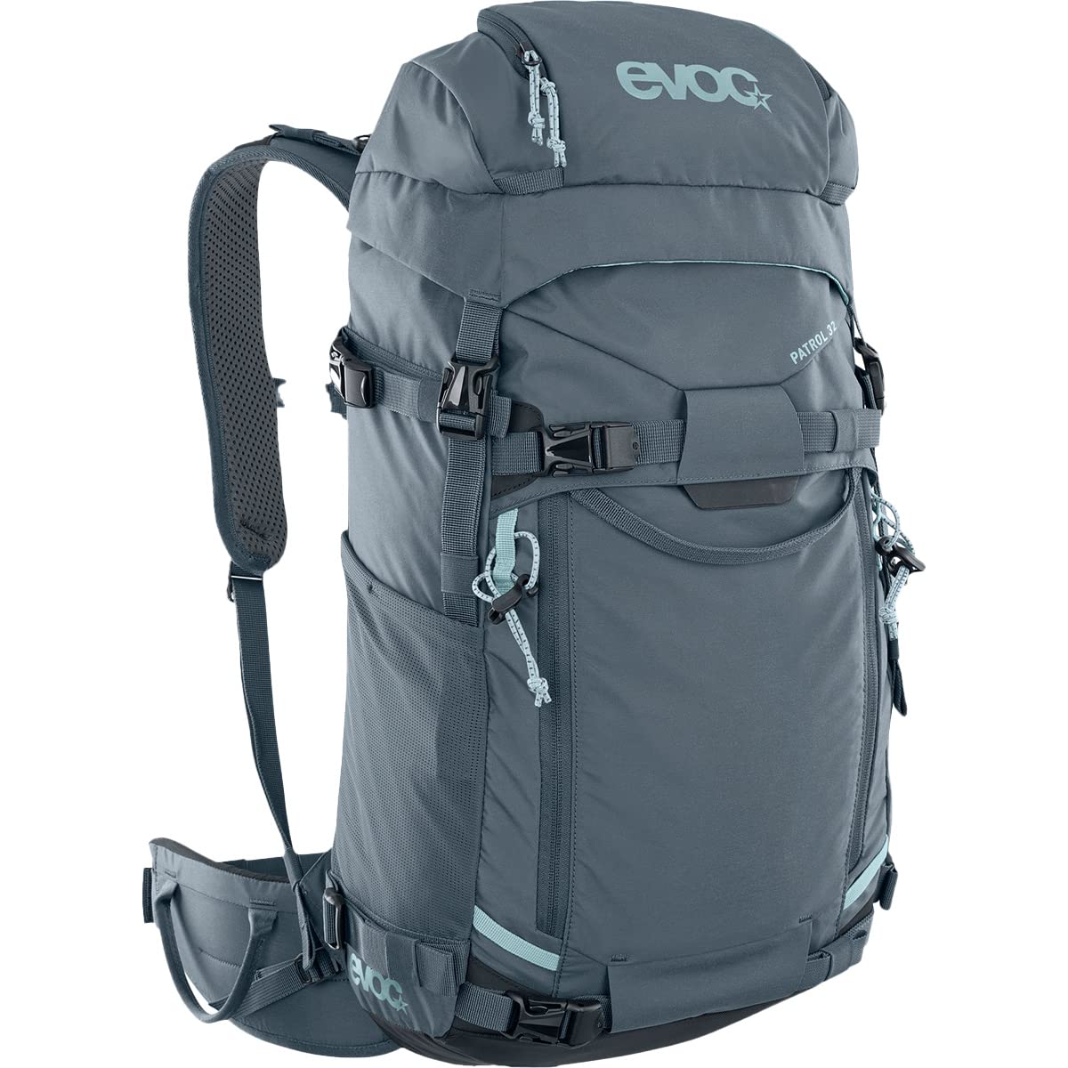 EVOC PATROL 32l Touren Rucksack (komfortables Tragesystem, Lastenverteilung über NEUTRALITE SYSTEM, seitlicher Schnellzugriff, Lawinenfach, Befüllung von oben und Seite), Carbon Grau Einheitsgröße