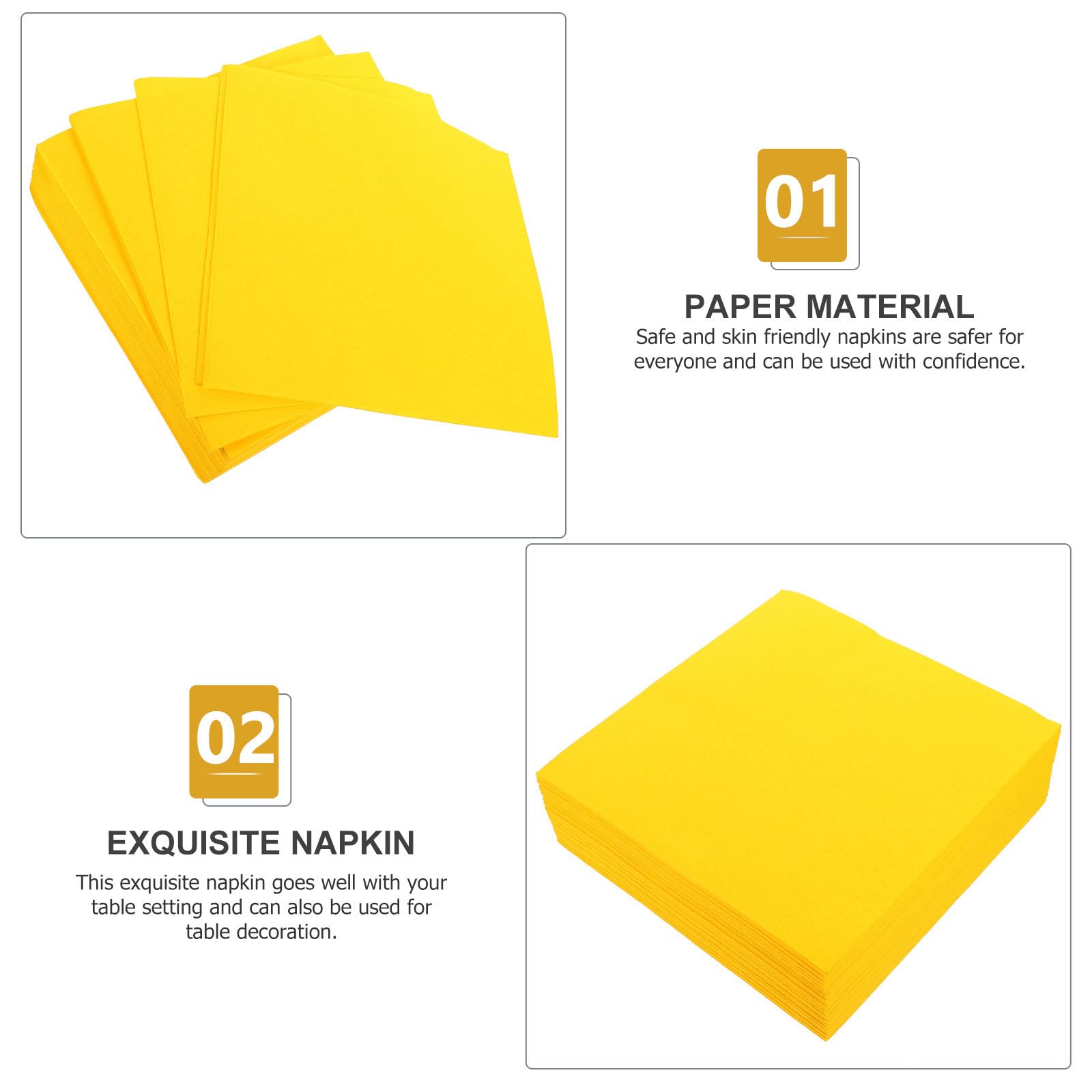 FOMIYES Lot de 50 Serviettes de Table en Papier Jaune, Design Épaissi et Doux Peau, pour Dîners et Banquets Élégants