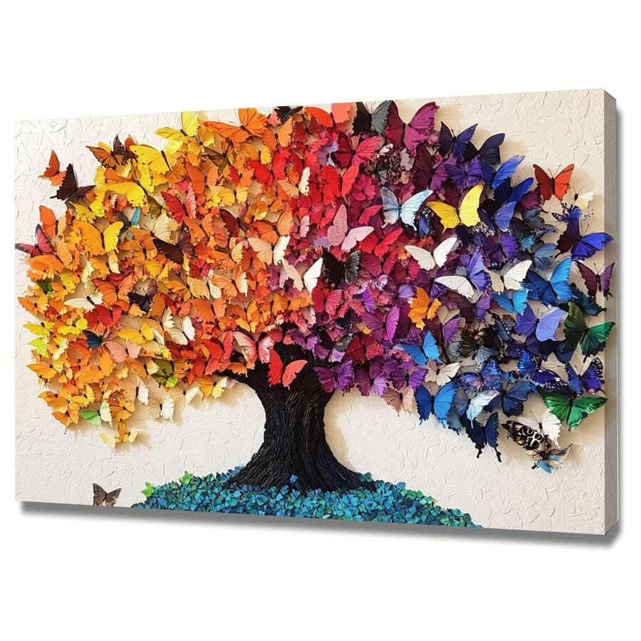 Impression sur toile arbre de vie vintage fleurie pour salon 50x75cm