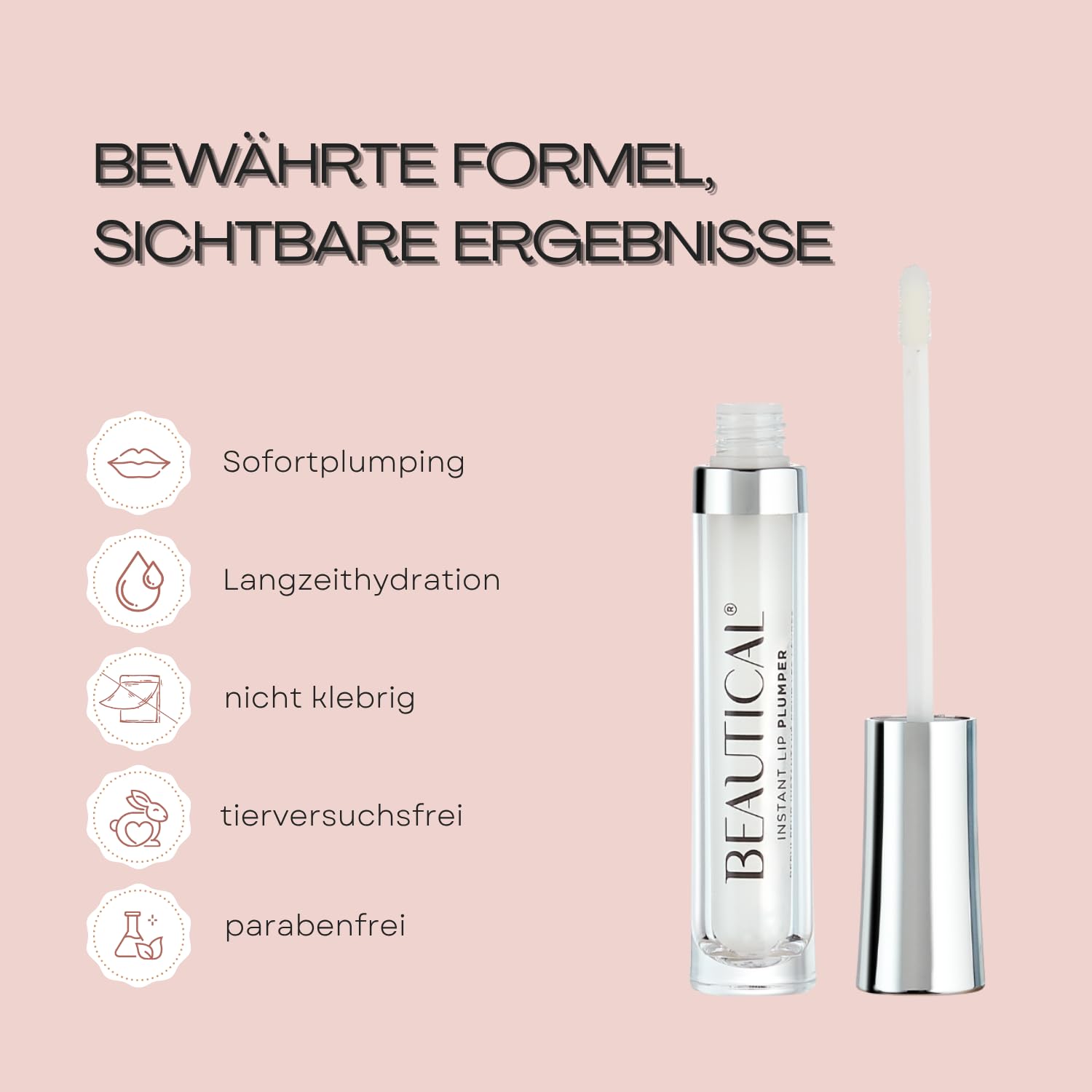 Sofortiger Lippenauffüller | aufgefüllte & füllige Lippen | vollere & weichere Lippen | reduziertes Erscheinungsbild von feinen Linien | Hyaluronsäure | helles Serum | 5 ml