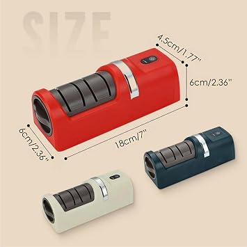 Automatic Kitchen Knife Sharpener, Cordless Electric Double Sided Knife Sharpener for Kitchen, Works with Chef, Utility & Fruit Knives (White)