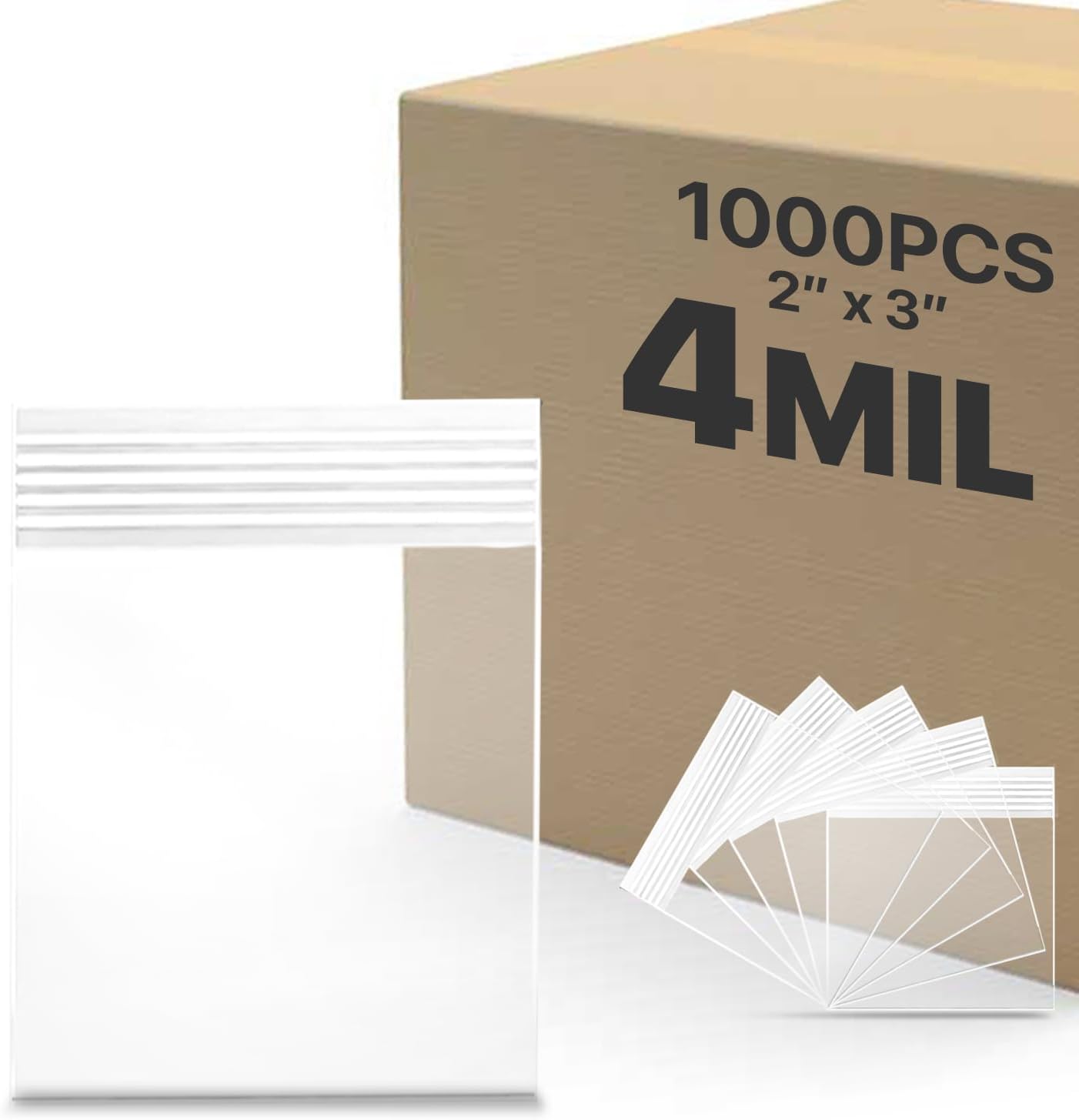 1000-Count, (2" x 3") - 4 Mil Thickness Clear Zipper Reclosable Bag, Zip Bags, Ultra Heavy Duty Lock Seal Poly Plastic Bags for Prints, Photos, Documents, Clothing, T-Shirt