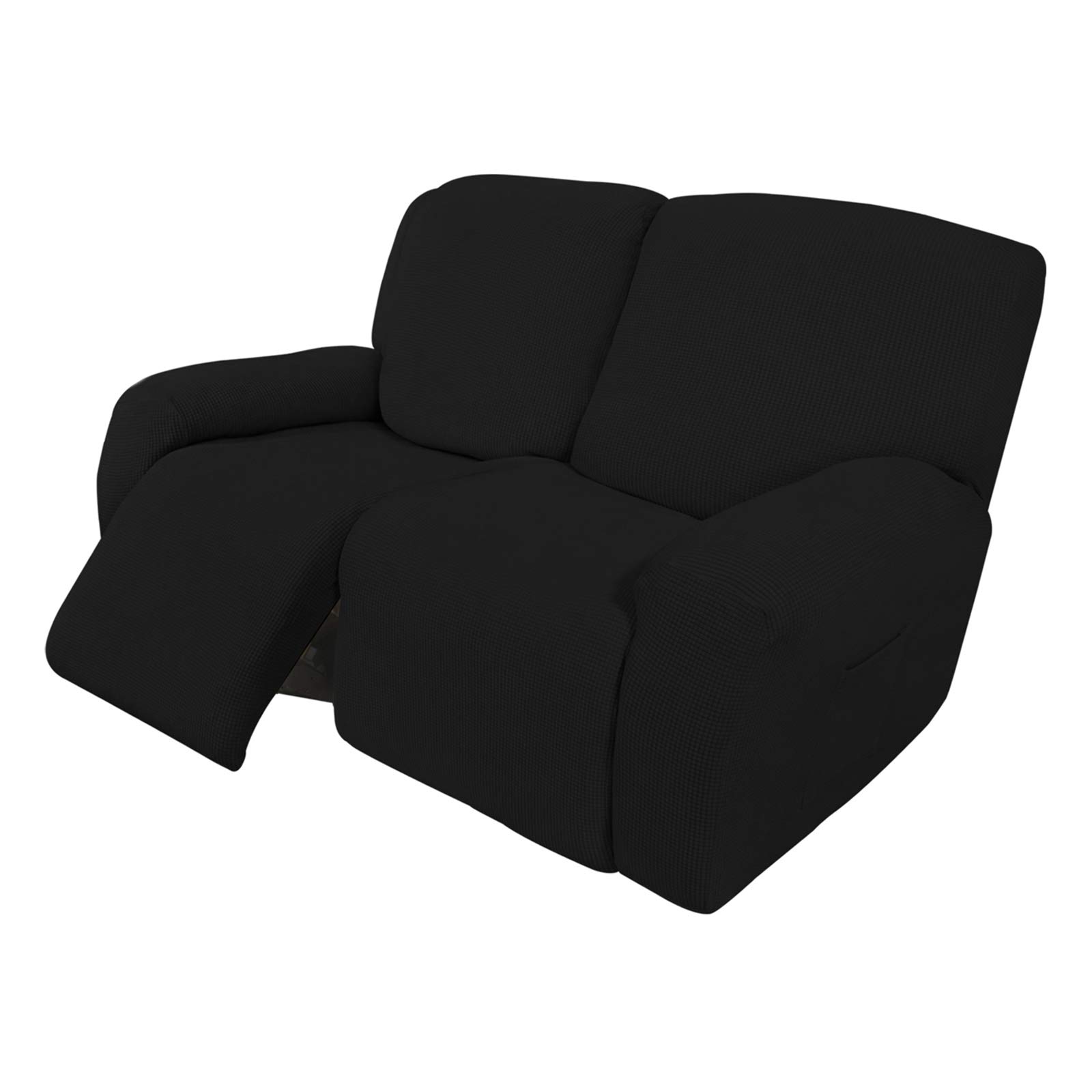 Easy-Going 6 Pieces RV Recliner Loveseat Sofa Slipcover Black