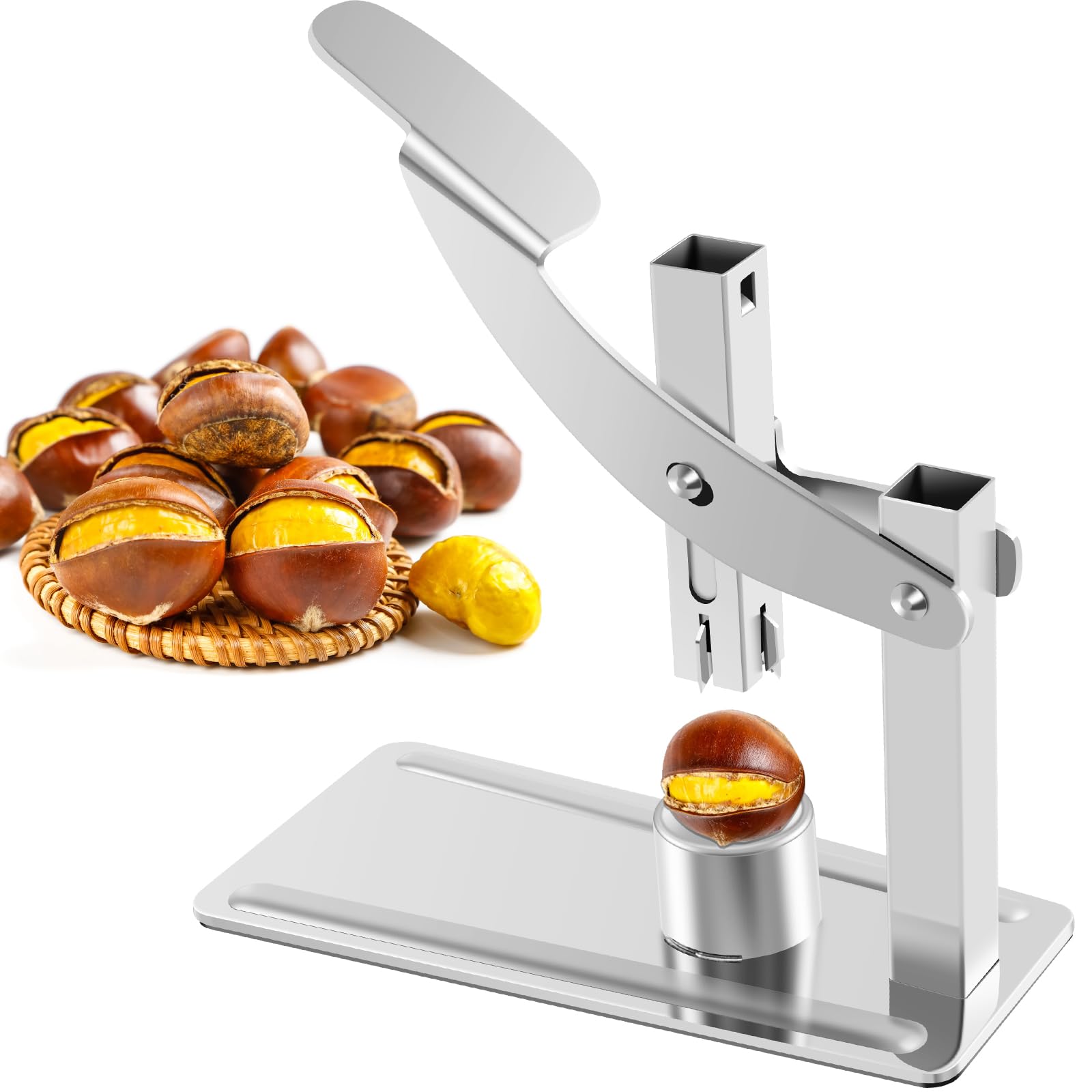 FALESOUL Chestnut Clip Nut Cracker, Heavy Duty Chestnut Opener with Non-Slip Handle, Stainless Steel Chestnut Peeler Kitchen Tools for Nut Walnut Chestnut